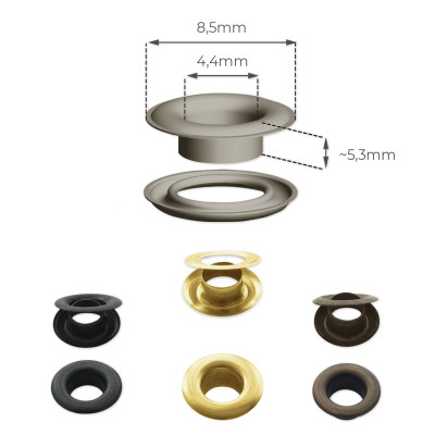 Капси с шайби, 4,4мм, злато, желязо